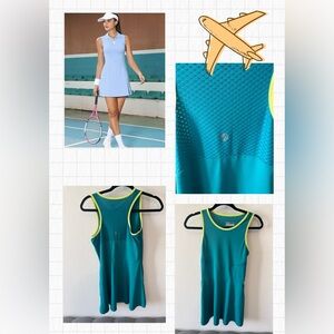 Lija Teal and Yellow Athletic Dress